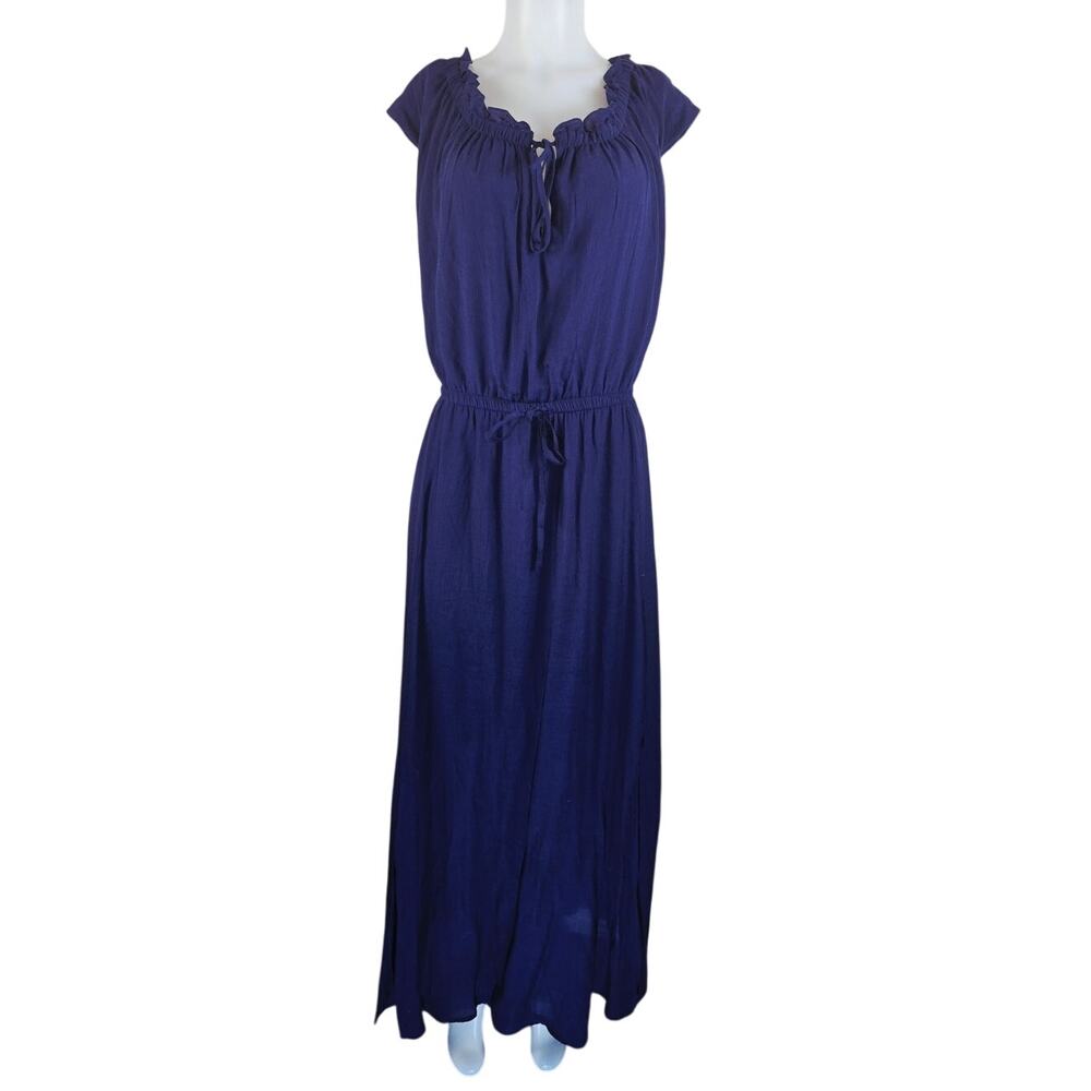 Torrid Navy Blue Summer Ruffle Pull Waist Side Slit Maxi Women's Dress 4 - 4X